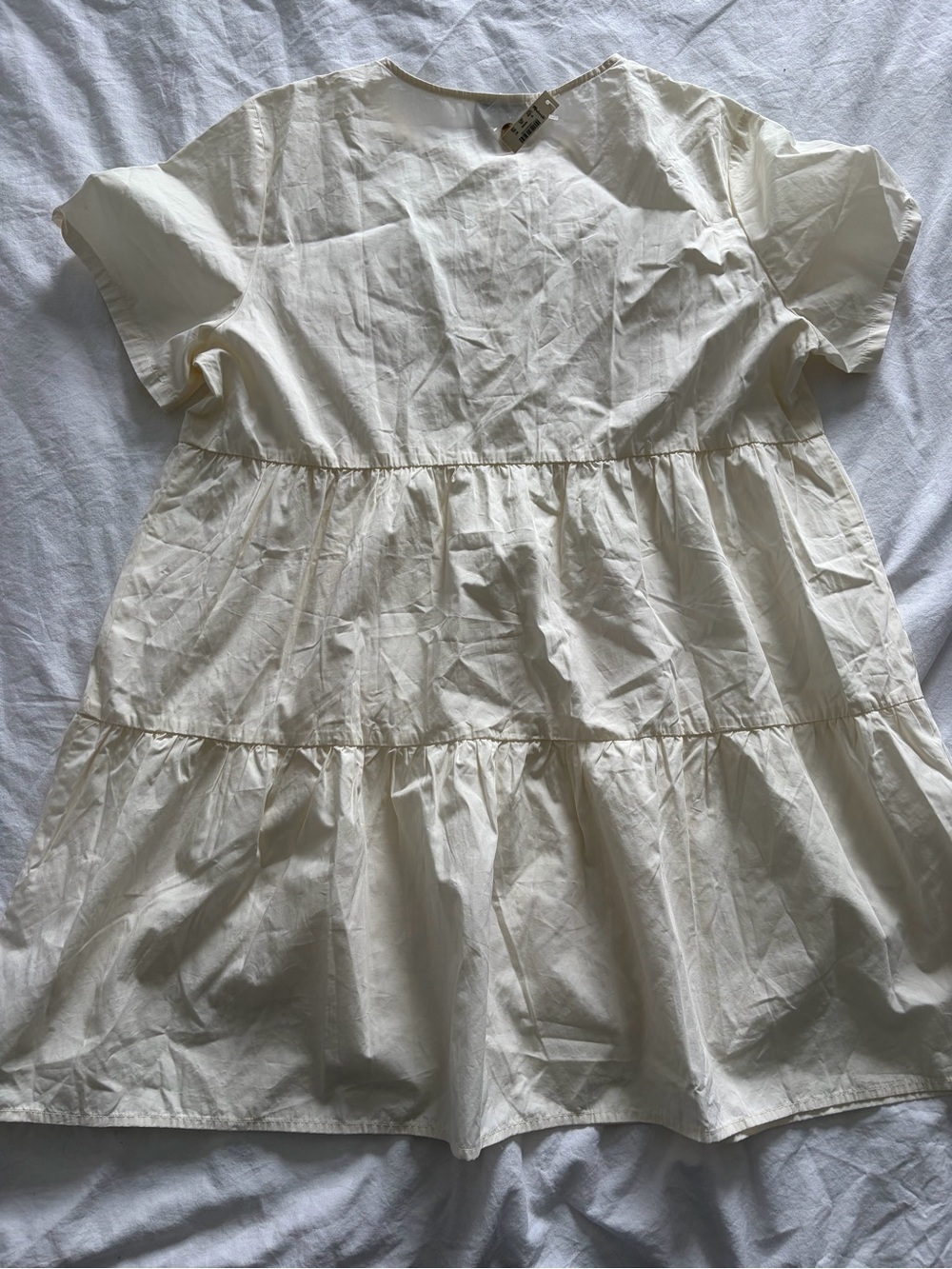 Madewell Women’s Off-White 100% Cotton Short-Sleeve Tiered Mini Dress XL NWT - Picture 12 of 14